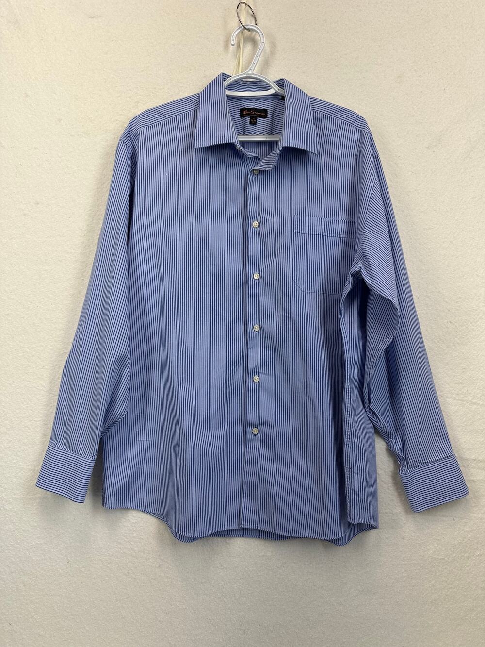 Ben Sherman Men's Long-Sleeve Pinstriped Dress Shirt SZ 17 34/35 (XL) NWOT